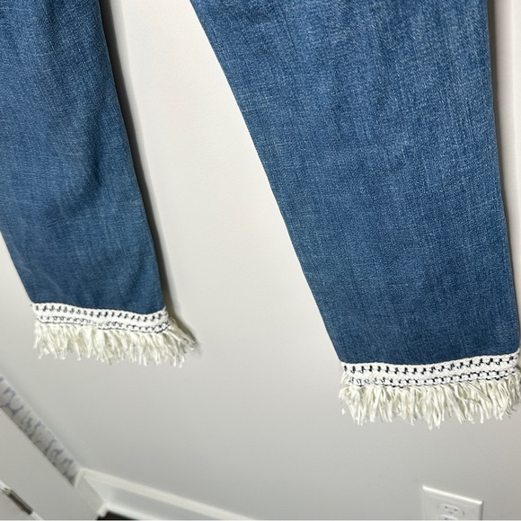 Tory Burch Connor Crop Fringe Hemmed Jeans Size 26 Beach Vacation Resort Holiday - Picture 12 of 13